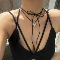 Layered Lace up Rope Chain with Heart Pendant Necklace for Women Trendy Elegant Choker Necklace 2026 Fashion Jewelry Accessories