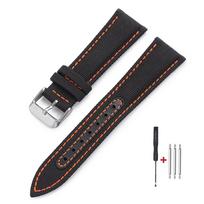 Sailcloth Watch Strap 20mm 22mm for Omega for Seiko Nylon Leather Stitching Bands Quick Release Bracelet Smartwatch Wristband 22mm