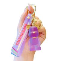 Bearbrick Keychain Bow Pendant Car Couple Schoolbag Gift Ornaments Knapsack violetinė