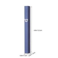 12.5cm Aluminum Mezuzah Case Strong Adhesive Backing Judaica Parchment Holder for Spiritual Protection Modern Entryway mėlyna