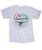 LAUNCH MODE splatter white T-shirt Tops Tees Unisex 80's surfing BMX Skateboarding Ocean Coast L