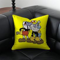 Classic Cute Game C-Cuphead Cushion Cover Pillow Case Anti-Dustmite Invisible Zipper Silky Plush Cushion Peach skin 18*18(CM)-1Pcs