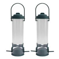 2 Set Bird Tube Feeder Plastic Transparent Hanging Finch Feeder Garden Decoration with 2 Vents 2