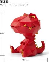 Dekoracinis indas sausainiams Dinozauras patvarus raudonas 18 cm — saldainių dėžutė, dinozauro figūrėlė, riešutų indas, vaiko kambario dekoras, užkandžių dėžutė, dovana gerbėjui, polirezino indas