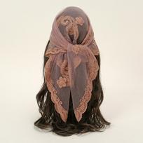 Madingas verpalų kvadratinis šalis Gėlių siuvinėjimo nėriniuota galvos juosta Vasarinė kvėpuojanti bandana moterims Elegantiškas turbanas plaukų apdangalas 80*80cm brown