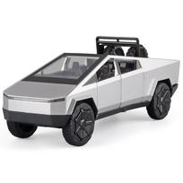 1:28 mastelio Tesla sunkvežimio žaislas Lydinio automobilio žaislas Metalinis modelis Cinko lydinio Modelis Simuliacinis garsas Šviesa Atitraukiamas Vaikų žaislas Madingas Ekraninis papuošalas Cyber sidabras