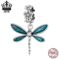 Avle Exquisite Dragonfly Pendant: S925 Sterling Silver, Platinum-Plated, DIY Beaded Jewelry.