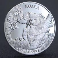 Australijos gyvūnas Koala proginė moneta, kengūra, krokodilas, karalienės galva, vario sidabru dengta white