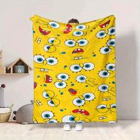 1pc SpongeBob Expressions Soft Skin-Friendly Flannel Blanket with Digital Printing, Various Sizes Available for Family, Friends, Birthday 80x120cm