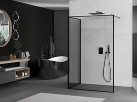 Mexen Kioto dušo sienelė Walk-in 110 x 80 cm, juodas rėmelis, juoda - 800-110-212-70-70-080