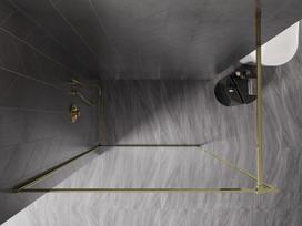 Mexen Kioto-XF dušo sienelė Walk-in su rėmu 120 x 202 cm, permatoma 10 mm, auksinė - 800-120-104-50-00-X
