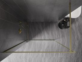 Mexen Kioto-F dušo sienelė Walk-in su rėmeliu 60 x 202 cm, 8 mm skaidri, šlifuotas auksinis - 800-060-104-55-00