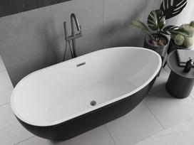 Mexen Eos laisvai stovinti vonia 170 x 75 cm, balta/juoda, nusausinimo anga, gun gray šlifuota - 52471707575-66