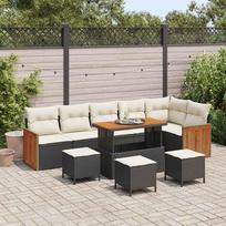 Garden Sofa Set with Cushions 12 pcs Black and Cream Poly Rattan