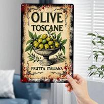 MELODIO Rustiška itališka alyvuogių dubuo Metalas Sienos menas Toskanos sodyba Vintažinis dekoras (Multicolor,TYA-1041596-20x30) įvairiaspalvis