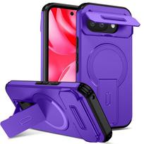 Slankioji kameros apsauga, sulankstomas stovas, magnetinis, su Magsafe, skirtas Google Pixel 10 9 8 Pro XL 8A 9A 10A, atsparus smūgiams, kietas galinis dangtelis Google Pixel 8a violetinė