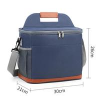 1pcs Thick Oxford Fabric Picnic Lunch Bag Large Capacity Insulated Cooler Tote Thermal Bag for Outdoor Camping and Daily tamsiai mėlyna