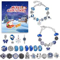 DIY Bracelet Making Kit Christmas Advent Calendar Days Countdown Blue Sleigh Surprise Box Set with Creative Gift One Size