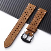 18/19/20/21/22/24mm Cowhide Watch Bands Vintage Racing Leather Watch Strap for Seiko Quick Release Breathable Porous Watchband 18mm