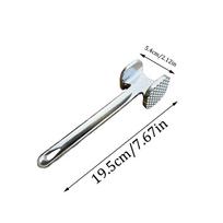 Mėsos minkštinimo plaktukas, 19 cm, buitinis aliuminio lydinio kepsnys, metalinis plaktukas, virtuvės įrankis, tvirtas, patvarus dvipusis minkštiklis (silver,19 cm) sidabras