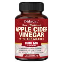 Apple Cider Vinegar 1600mg - Raw & Unfiltered Supplement with the Mother for Digestion & Healthy Weight Management - 120 Capsules 120PCS
