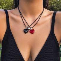 Simple Rope Chain with Heart Pendant Necklace for Women 2 Pcs Love Couple Necklace on Neck Accessories 2026 Fashion Jewelry Gift