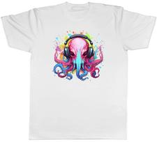 Octopus DJ Mens T-Shirt Music Indie Pop Rock Punk Tee Gift L