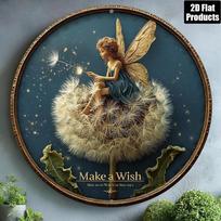 Wish Fairy 8x8 Inch Dandelion Metal Wall Art Round Aluminum Sign Rustic Home Bar Kitchen Decor (Multicolor,TYA79993-20x20) įvairiaspalvis