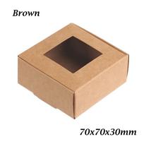 Gimtadienio šventės reikmenys Kraft popierinis saldainių įpakavimo maišelis Torto pakuotė Skaidrus PVC langelis Popierinė dovanų dėžutė 70x70x30mm ruda