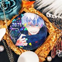 Jujutsu Kaisen sagė. Anime ženkleliai, visas šešių rinkinys. white