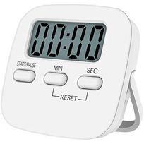 Magnetinis virtuvės laikmatis su dideliu LCD ekranu ir chronometru, galingu žadintuvu ir atgaliniu skaičiavimu, baltas