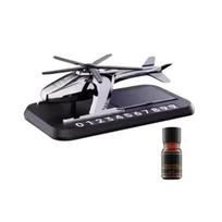 Solar Energy Rotating Aromatherapy Car Air Freshener with Phone Number Helicopter Shape Essential A black