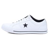 Converse One Star Perforated Leather Low Top Fashion Comfortable Sneakers Unisex Sneakers White 158464C 45 black