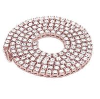 Men's Hip Hop Bling Bling Iced Out Tennis Chains 1 Row Necklaces Luxury Brand Silver/Gold Color Men Chain Fashion Jewelry 18inch rožinio aukso spalvos