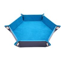 High Quality PU Leather Foldable Hexagon Dice Tray Folding Square Coin Storage Tray Tabletop Dice Game Accessories