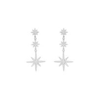 APM Monaco METEORITES/6-pointed star, high-end luxury three-meteor hexagram silver stainless steel alloy earrings for women WE13083OX sidabras