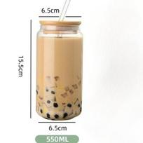 550ml High Temperature Resistant Straw Cup with Lid, Glass High Borosilicate Heat-resistant Glass Cup, Milk Tea Coffee Cola Cup 450ML-550ML