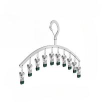 1Pc Stainless Steel Curved Socks Drying Rack, Bold Drying Rack, Multiple Clips, Household Clothes Hanging Balcony Windproof Drying Underwear,