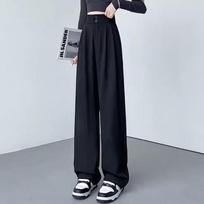 Spring and Autumn Lady Baggy High Waist Suit Pants Women Straight Leg Trousers Girls Casual Daily Slacks XS