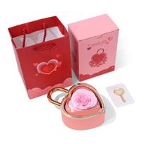 Rotation Heart-shaped Padlock Jewelry Box Luxury Soap Rose Flower Finger Ring Box Organizer Dustproof Valentine's Day Gift Box