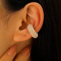 Simple Copper C Shape Ear Cuff Golded Silver No Piercing Earrings Zircon Irregular Shape Rhinestone Stud Earrings Women WHITE