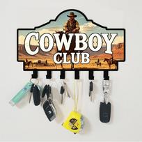 Man Cave Vintage Metal Sign Key Holder Rustic Route 66 Hook My Garage My Rule Sign Multi-purpose Cowboy Club Iron Wall Hook 32X23X2CM