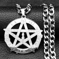 Witchcraft Gothic Pentagram Necklace For Women Men Stainless Steel Gold Color Tetragrammaton Solomon Amulet Necklaces Jewelry