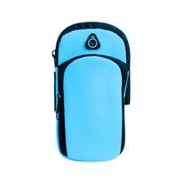 Durable Neoprene Sports Armband Phone Case Breathable Mesh Black Blue Green Arm Bags With Headset Hole Waterproof Universal mėlyna
