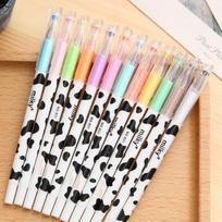 12PCS Random Diamond Gel Pen Creative Stationery Milky Cow 12 Color Diamond Pen Gel Cartoon Stationery Kawaii School Supplies 12 pcs Random