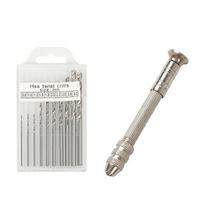 11Pcs/Set 0.8mm-3.0mm Mini Hand Drill Drilling Rotary Tool Manual Twist Drill Bit Watchmaker Pin Vice Watch Repair