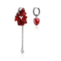 Fashion Y2K Ceramic Heart Earrings Irregular Red Ceramic Drop Earrings Earrings Gift Jewelry Beaded Pendant Necklace Girl