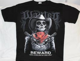 WANTED GANGSTER WOMAN DAY OF THE DEAD DEATH MASK PISTOL REWARD T-shirt Tops Tees Unisex M