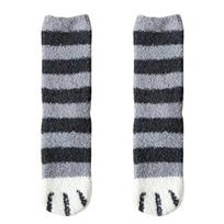 1 Pair Cartoon Animal Fingers Cat Paw Winter Socks Thicken Coral Fleece Coral Fleece Warm Sock Soft Cat Paw Sleeping Socks Girls One Size