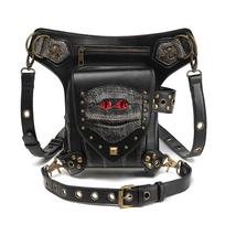 Madingi „Punk“ motociklų krepšiai „Unisex Moto & Biker Rivet Retro Chain“ vyriški moteriški pečių ir „crossbody“ krepšiai juoda